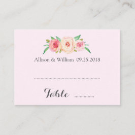 Inställningskort för rosa Blommigt Ställe Placeringskort