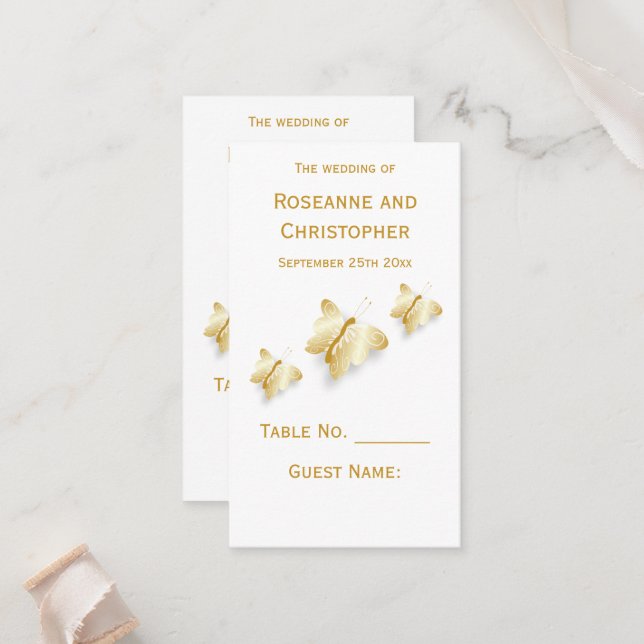 Inställningskortet Guld Bröllop Ställe är utformat Placeringskort (Fram/Back In Situ)