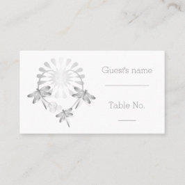 Inställningskortet Silver Dragonflies bröllop Stäl Placeringskort