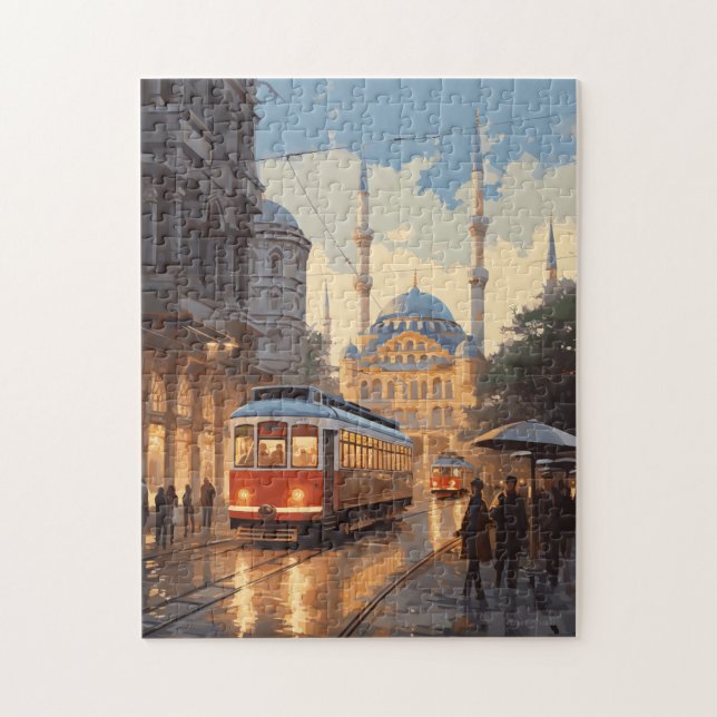 Instanbul Turkey Travel Art Vintage Jigszle Puzzle Pussel (Vertikal)