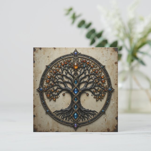 Instant Download Celtic Tree Greeting Card Julkort (Stående Fram)