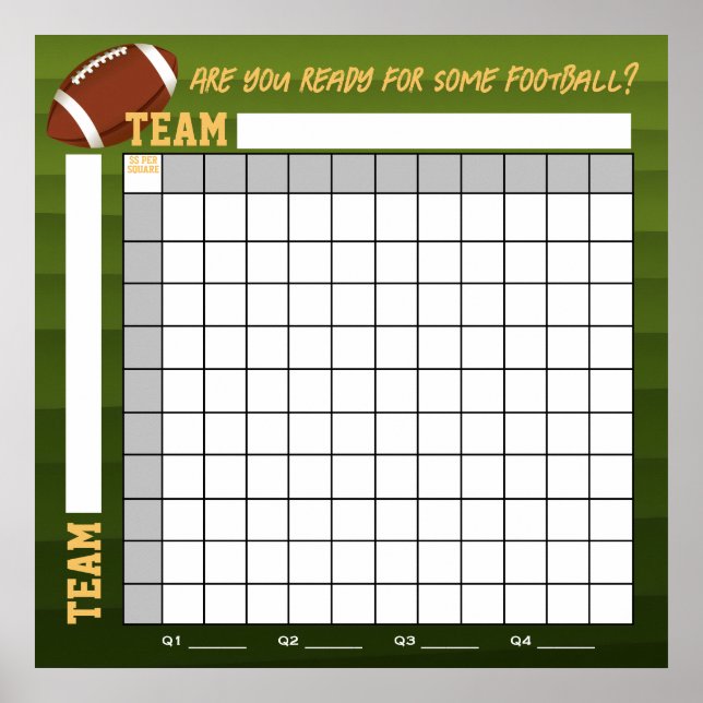 INSTANT DOWNLOAD Football Squares Betting Game Poster (Framsidan)