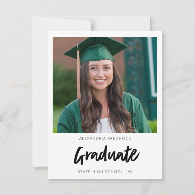 Instant Foto Vit 2 Examenstillkännagivande Inbjudningar (Framsida)