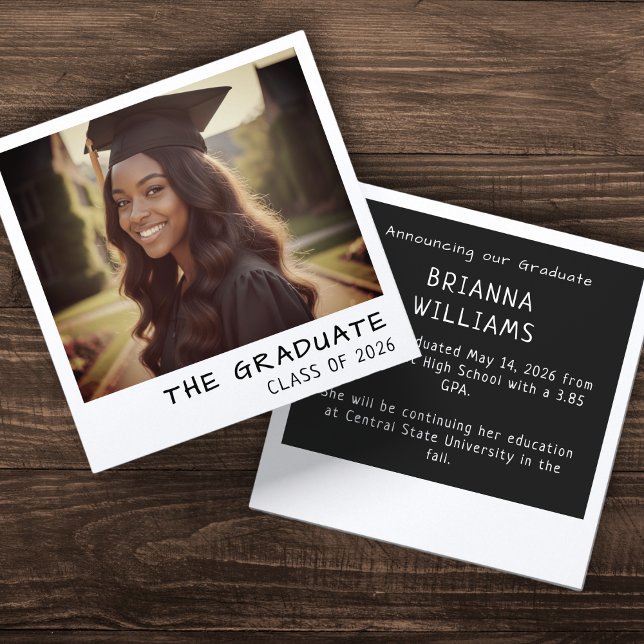 Instant Kamerafoto Retro Examen Meddelande (Instant Camera Photo Retro Graduation Announcement
)