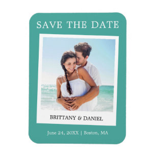 Instant kamerastil Foto Spara datum Teal Magnet
