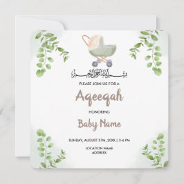 Instant Modern Chic Aqeeqah Aqiqah Inbjudningskort
