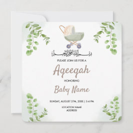 Instant Modern Chic Aqeeqah Aqiqah Inbjudningskort