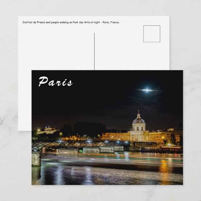 Institut de Frankrike and Pont des Arts - Paris Vykort (Fram/baksida)