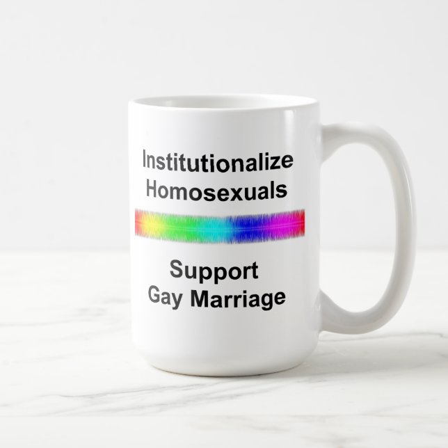 Institutionalisera homosexuella...stödja gatumamil kaffemugg (Höger)