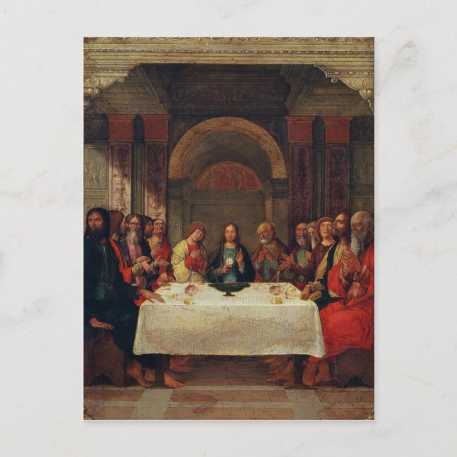 Institutionen av eucharisten, c.1490 vykort (Framsida)