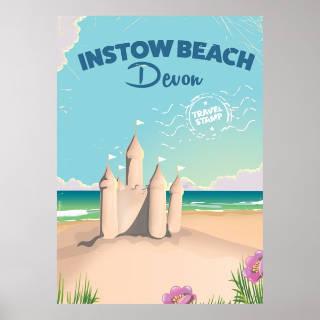 Instow Beach Devon vintage resemålningaffisch Poster (Framsidan)