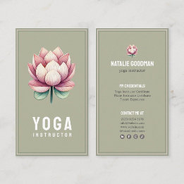instructor yoga pilates flor de loto rosa verde visitkort