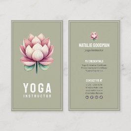 instructor yoga pilates flor de loto rosa verde visitkort