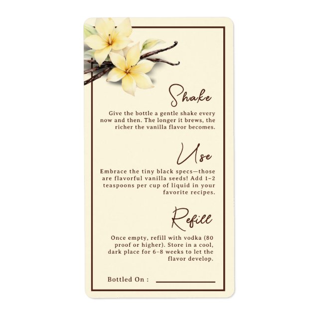 Instruktion för vattenfärgen Homemade Vanilla Extr Fraktsedel (Framsidan)