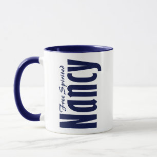 Instruktionell, anpassad "Nancy" Namn i marinblå Mugg