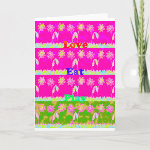 Instruktionell Kärlek Eat Play Flower-design Meddelande