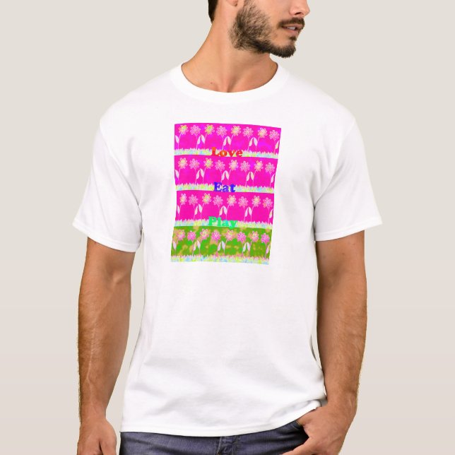 Instruktionell Kärlek Eat Play Flower-design T Shirt (Framsida)