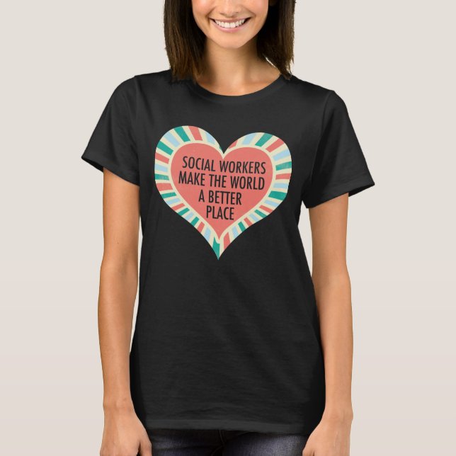 Instruktionell Social-arbetsoffert Heart Cute Retr T Shirt (Framsida)