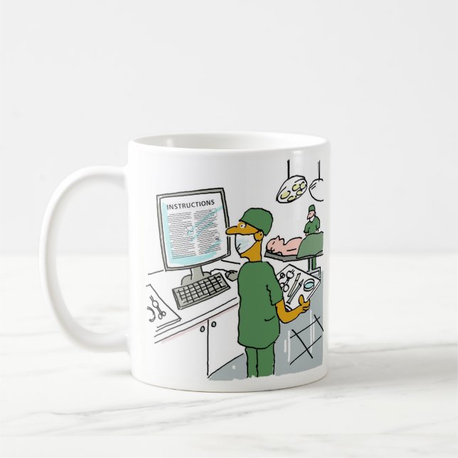 Instruktioner för asiatisk kirurgkontroll före anv kaffemugg (Vänster)