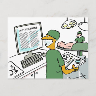 Instruktioner för asiatiska kirurgiska kontroller. vykort