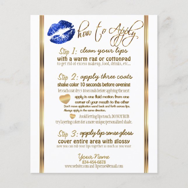 Instruktioner för blå Glitter-💋 2 Flygblad (Framsidan)