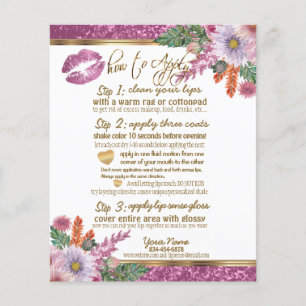 Instruktioner för blommigt Rosa Glitter Lip 2 Flygblad