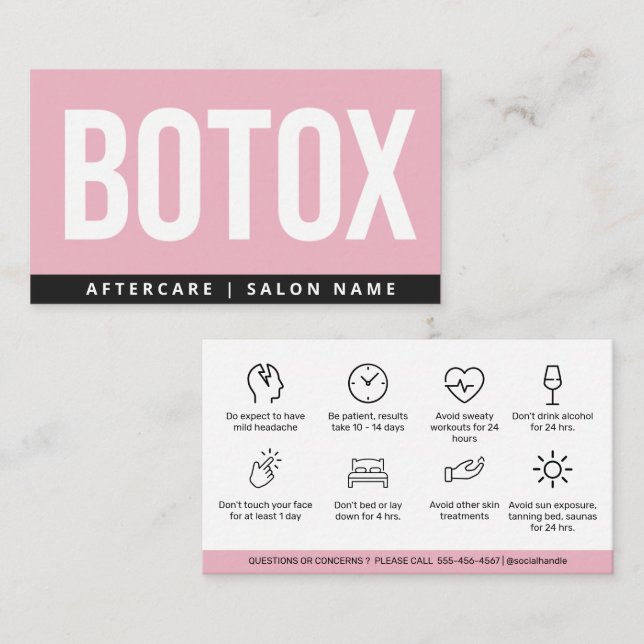 Instruktioner för Botox Lip Filler Redigerbar efte Visitkort (Fram/baksida)