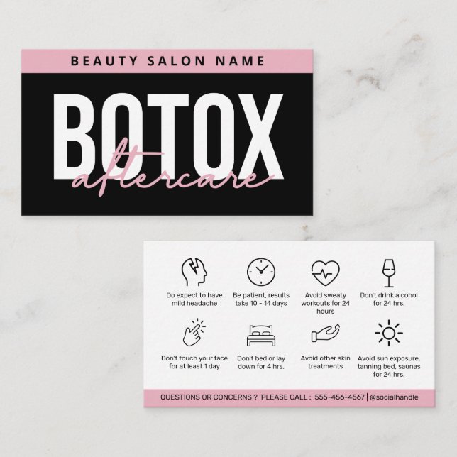 Instruktioner för Botox Lip Filler Redigerbar efte Visitkort (Fram/baksida)