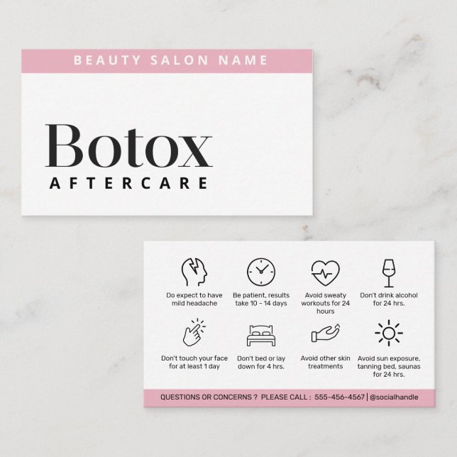 Instruktioner för Botox Lip Filler Redigerbar efte Visitkort (Fram/baksida)