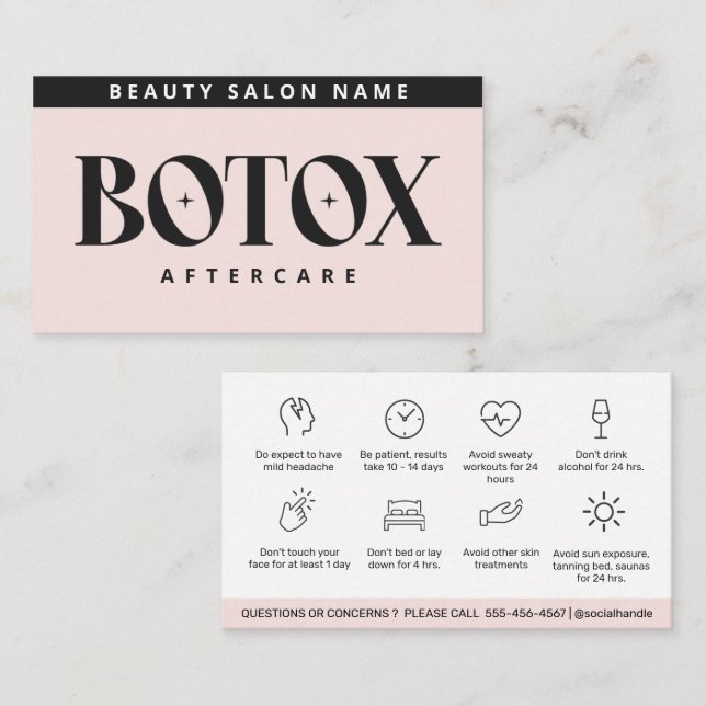 Instruktioner för Botox Lip Filler Redigerbar efte Visitkort (Fram/baksida)