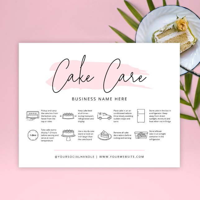 Instruktioner för Cake Care Card Girly Rosa Waterc Tack Kort (Skapare uppladdad)