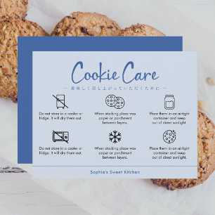 Instruktioner för cookie-vård Damblå Minimalist Tack Kort