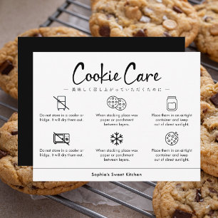 Instruktioner för cookie-vård Minimalistisk bageri Tack Kort