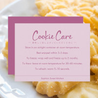Instruktioner för cookie-vård Rosa Enkel typografi