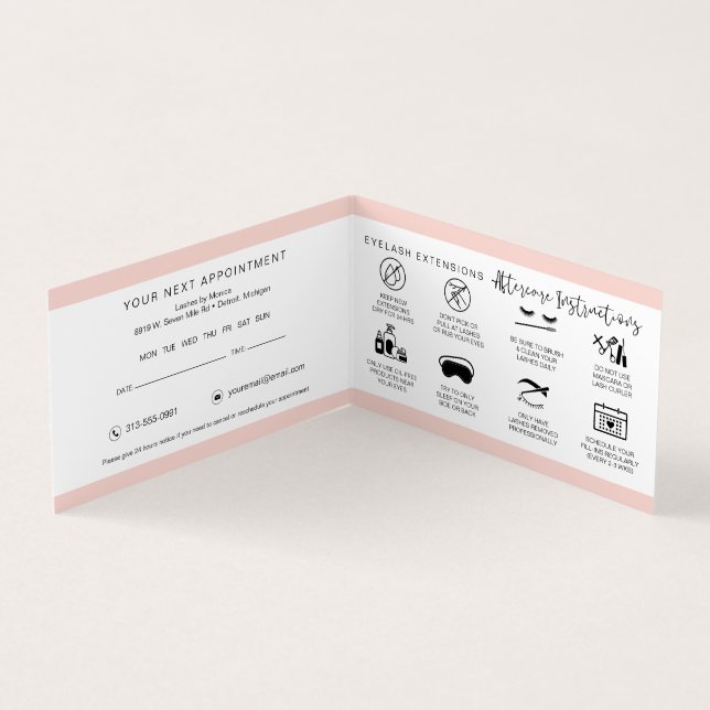 Instruktioner för efterbehandling och Möte påminne Visitkort (Insida)