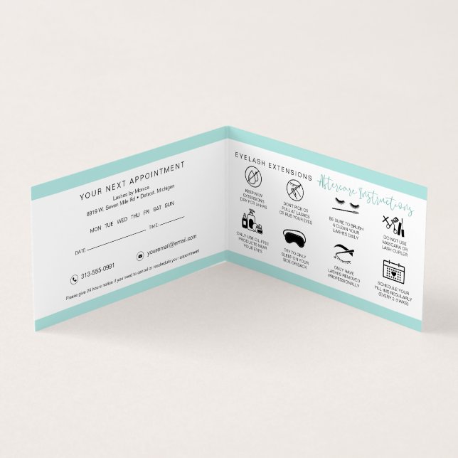 Instruktioner för efterbehandling och Möte påminne Visitkort (Insida)