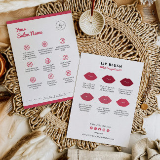  instruktioner för eftervård av läppar, PMU-instru Visitkort