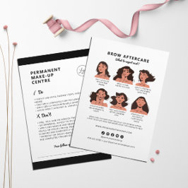 Instruktioner för eftervård av permanent ögonbryns visitkort