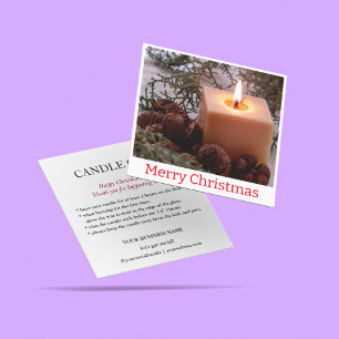 Instruktioner för elegant Candle Care Tack ditt ko Fyrkantigt Visitkort
