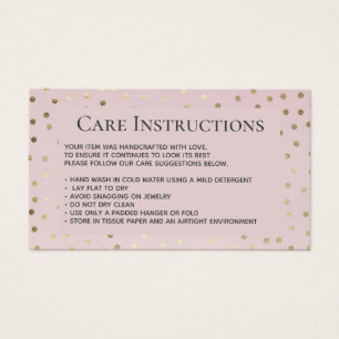 Instruktioner för  Guld Clothing Care Visitkort