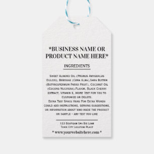 Instruktioner för ingredienser Handmade Business L Presentetikett