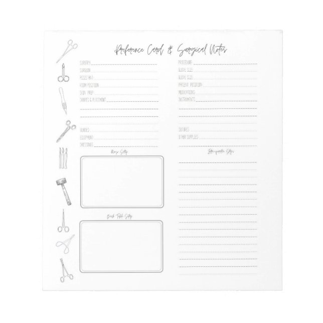 Instruktioner för kirurgisk teknik anteckningsblock (Framsida)