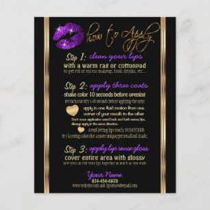 Instruktioner för lila Glitter Lip Flygblad