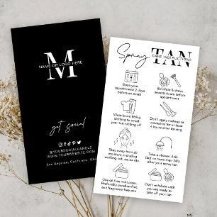 Instruktioner för minimalistisk spray Tan Aftercar Visitkort