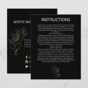 Instruktioner för Mystic Måne Sage Cleansing Instr Anteckningskort