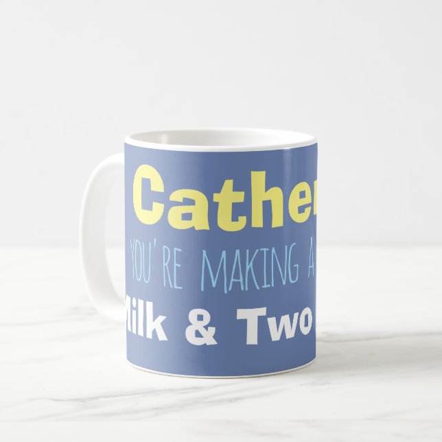 Instruktioner för namn & Mjölk & Sugar på en Kaffemugg (Framsida vänster)