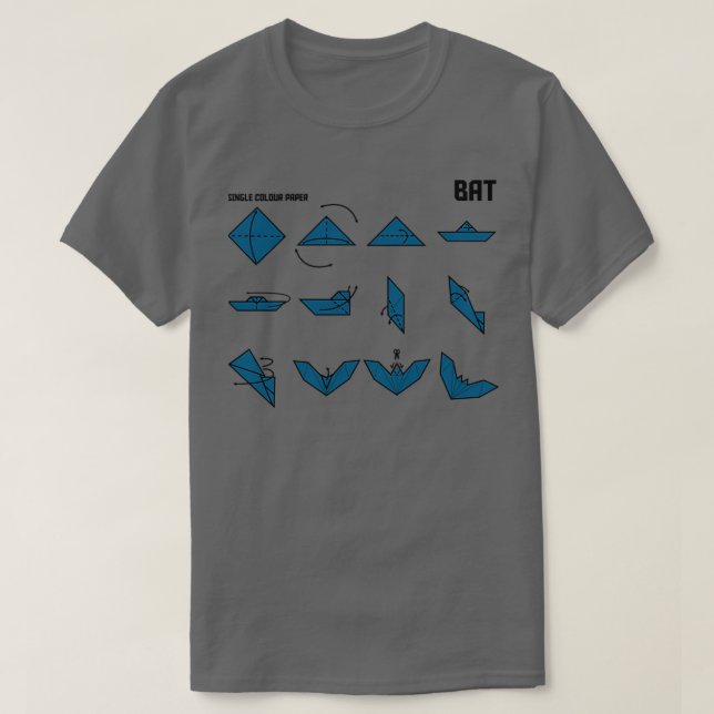 Instruktioner för Origami Fladdermus i flottan T Shirt (Design framsida)