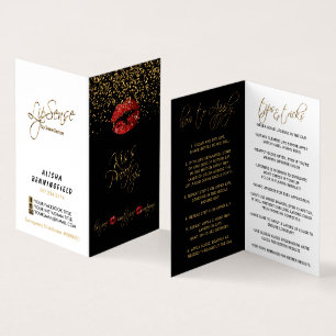 Instruktioner för Red Läppar & Guld Confetti Visitkort