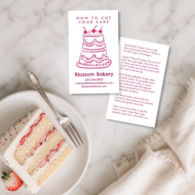 Instruktioner för tårskärning Bakatjänster Bröllop Visitkort (Cake Cutting Instructions Bakery Dessert Wedding Business Card
)