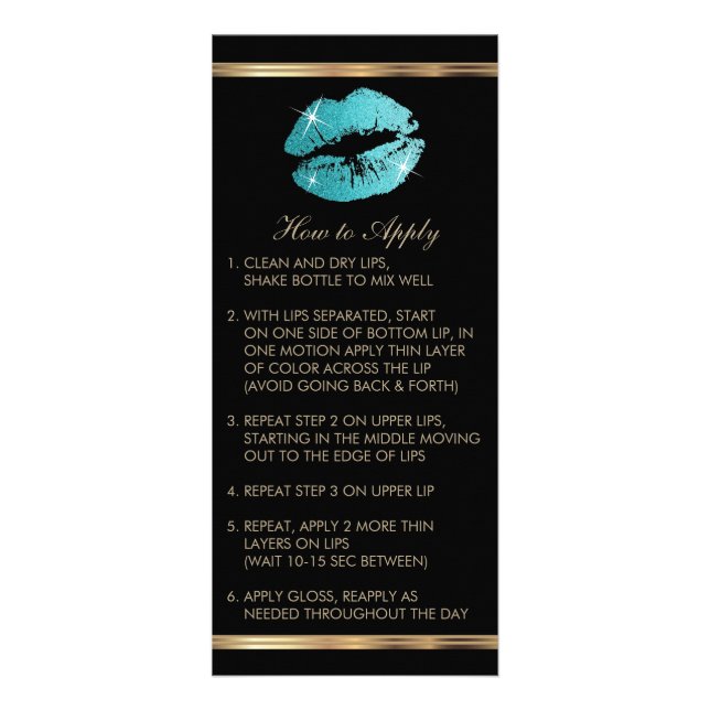 Instruktioner för Teal Glitter Lipstick Reklamkort (Framsidan)
